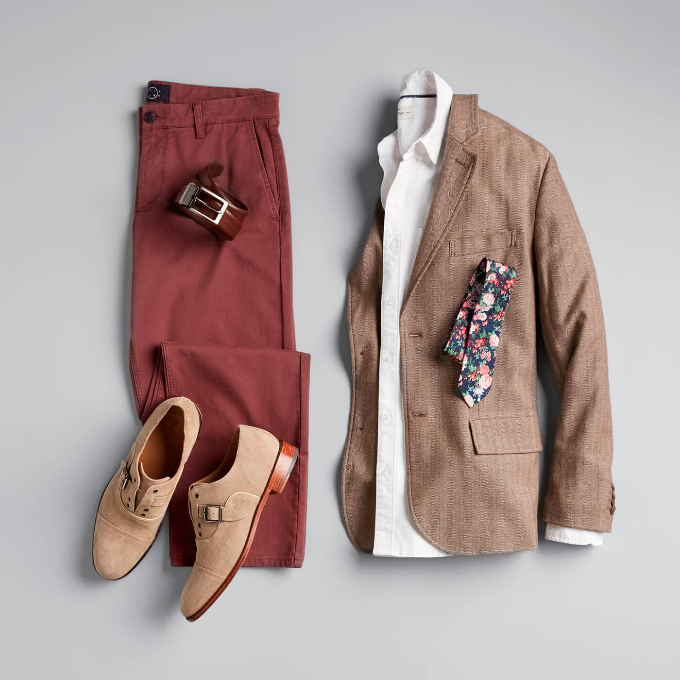 blazer with maroon shirt