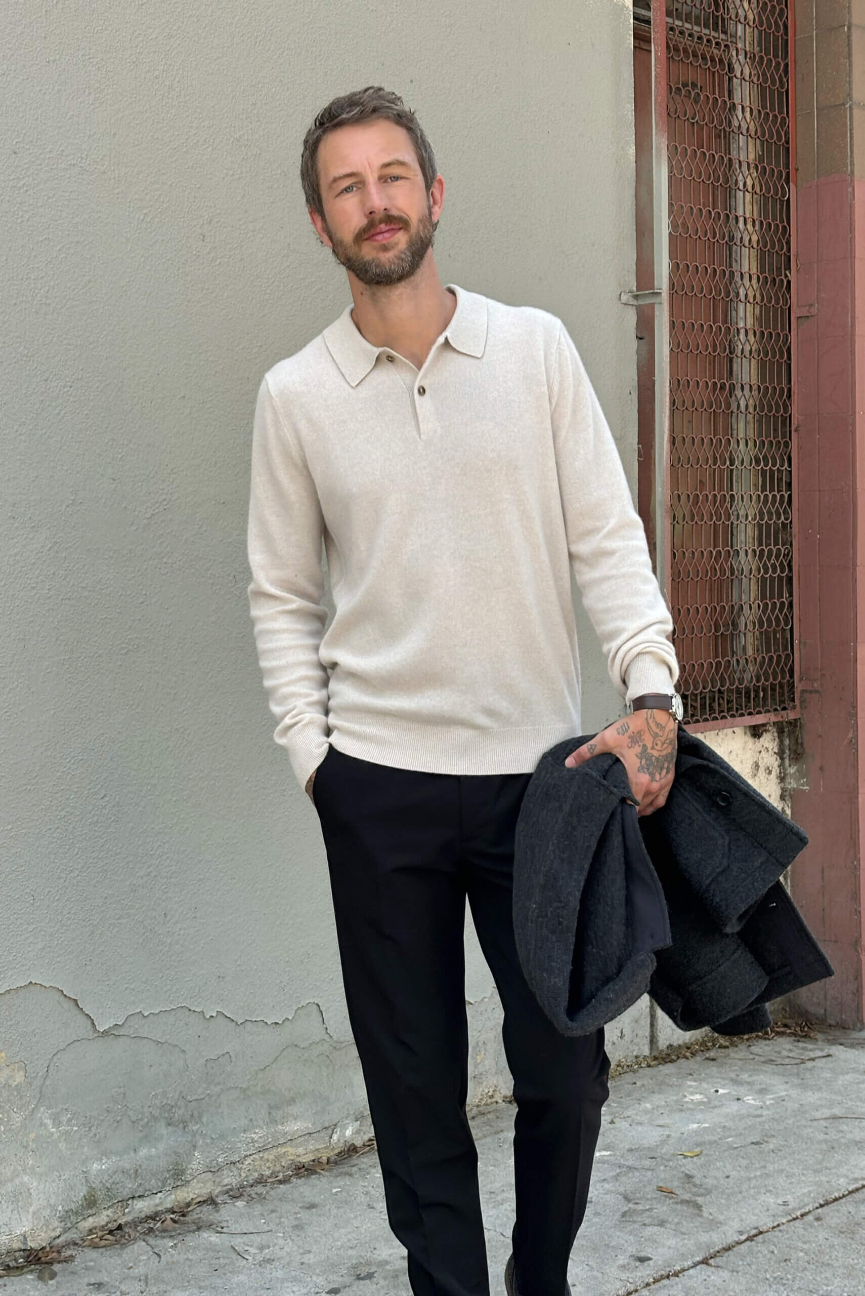 man in date night outfit with long sleeve button up