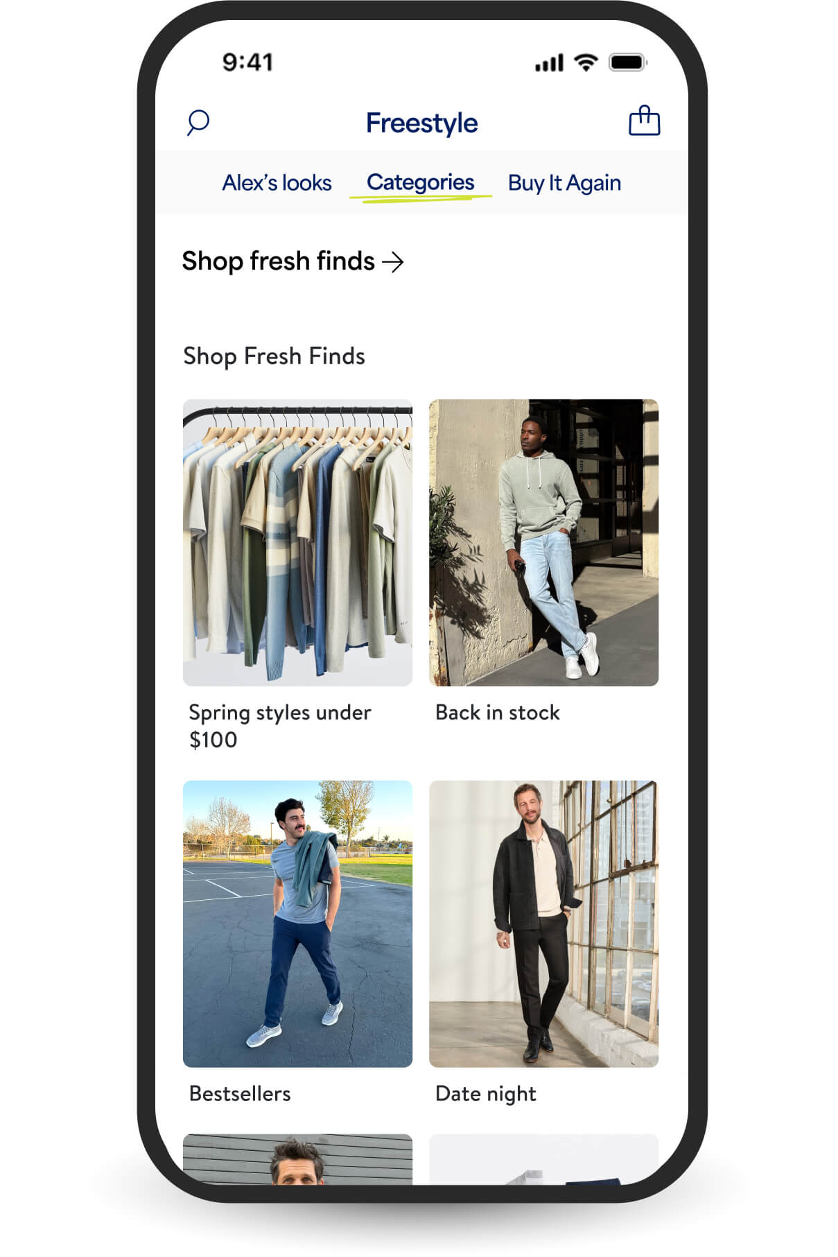 categories of stitch fix style app on phone