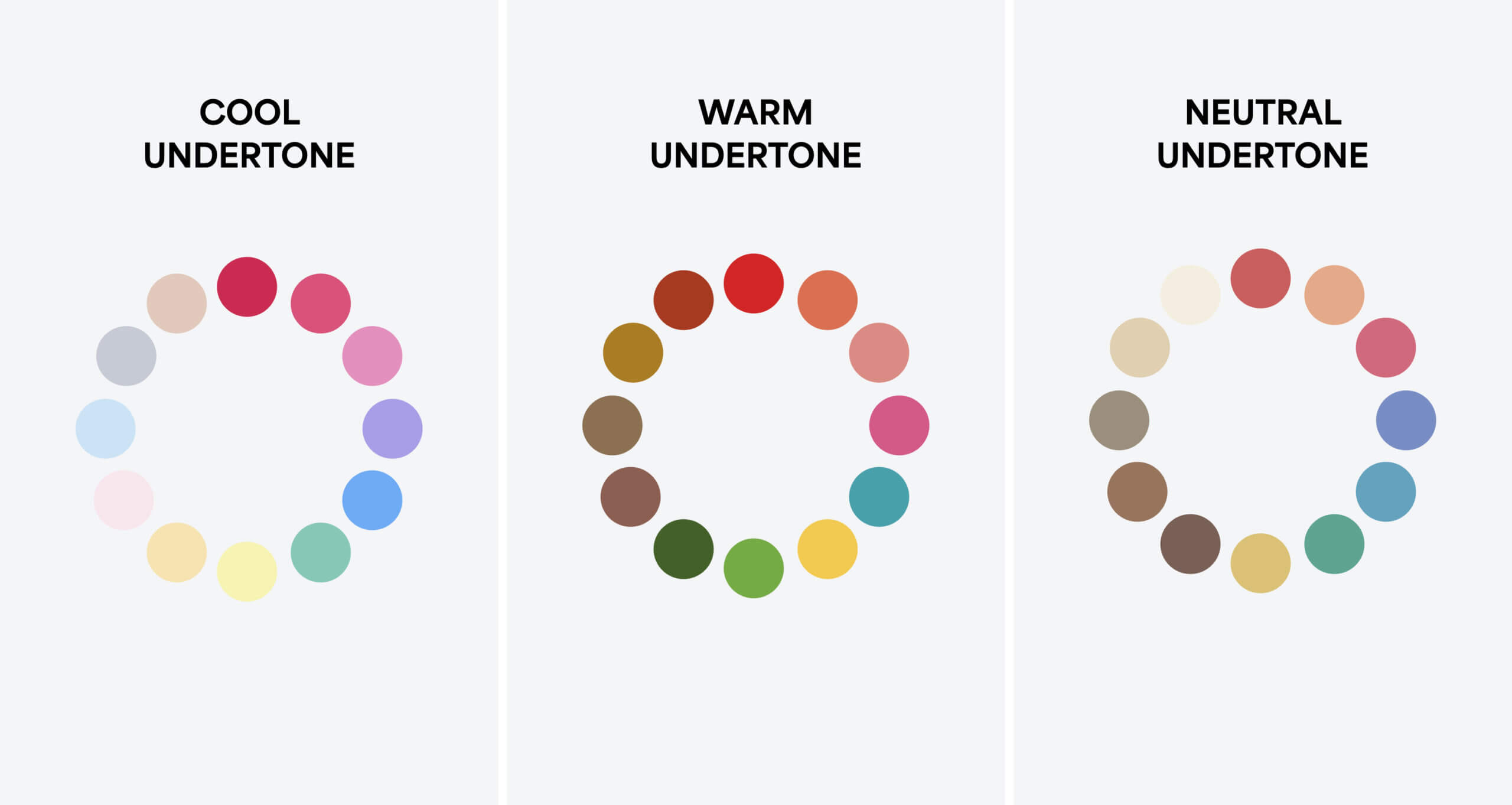 color wheel for cool, neutral, and warm undertones for the skin