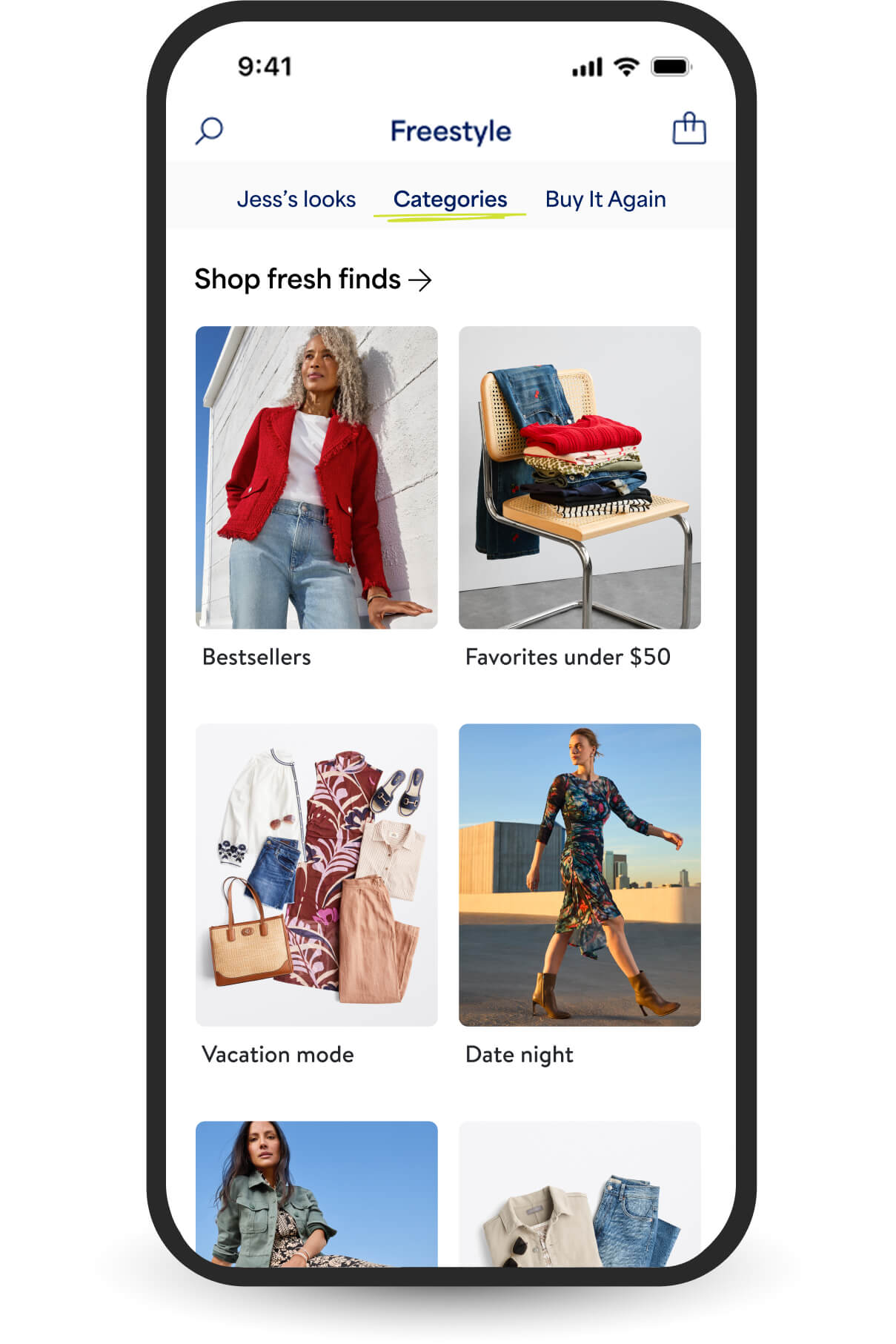 phone on stitch fix categories page